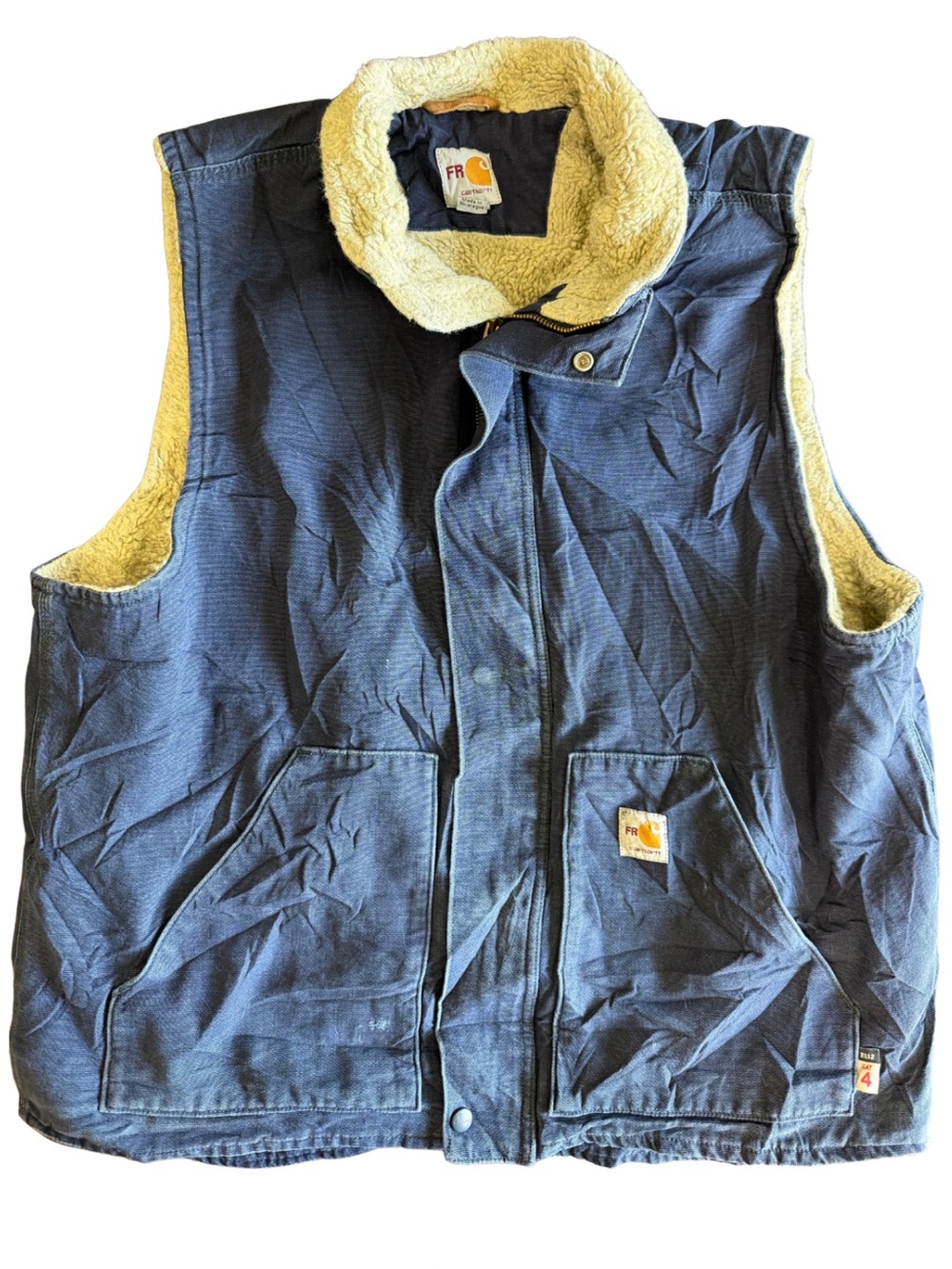Carhartt FR CAT 4 Sherpa Lined Vest XLTall Distressed Workwear Ranch Western Y2K